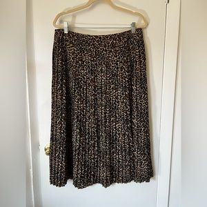 J Crew pleated animal print midi skirt